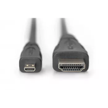 Digitus ASSMANN - HDMI-kaapeli Ethernetillä - 19 pin micro HDMI Type D uros HDMI uros - 1 m - kolmoiseristys - musta (AK-330115-010-S)