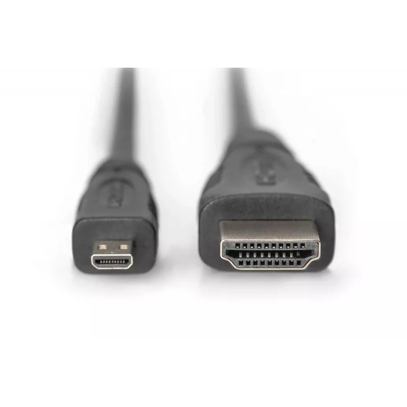 Digitus ASSMANN - HDMI-kaapeli Ethernetillä - 19 pin micro HDMI Type D uros HDMI uros - 1 m - kolmoiseristys - musta (AK-330115-010-S)