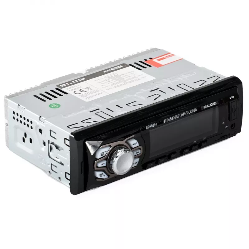 BLOW AVH-8624 autoradio, 1 DIN, FM RDS, Bluetooth, USB, SD/MMC, AUX, MP3, LCD-näyttö, kaukosäädin, musta