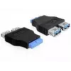 Delock sovitin USB 3.0 pin header -liitäntä > 2 x USB 3.0 -liitäntä - vierekkäin (65324)