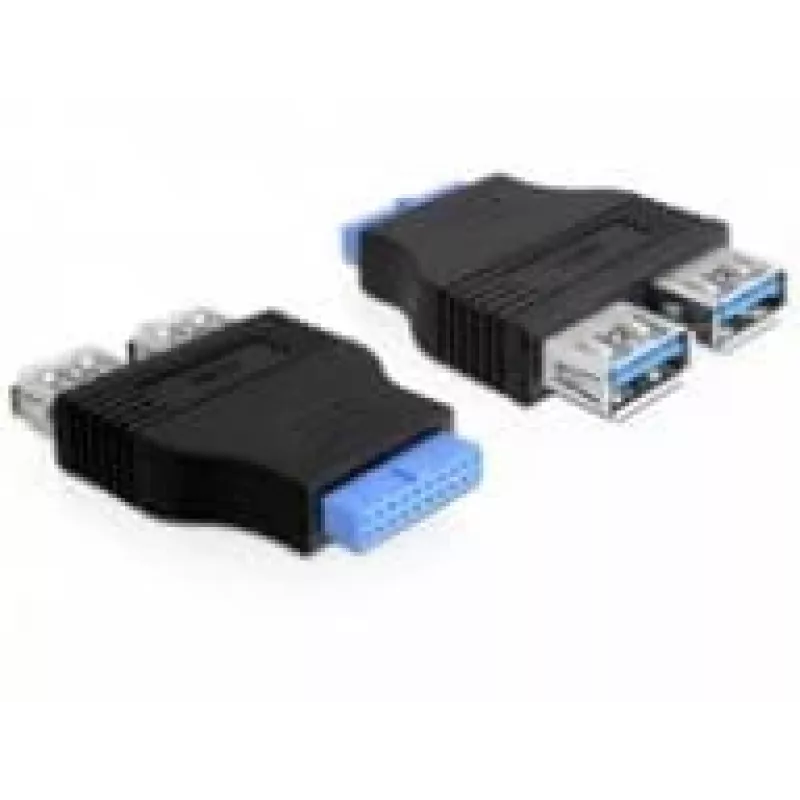 Delock sovitin USB 3.0 pin header -liitäntä > 2 x USB 3.0 -liitäntä - vierekkäin (65324)