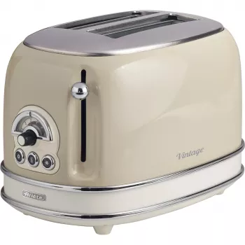Ariete 155 Design 2 viipaleen leivänpaahdin ja voileipäteline, 6 paahtoastetta, 810 W, ruostumaton teräskotelo, irrotettava murulaatikko, pastellibeige
