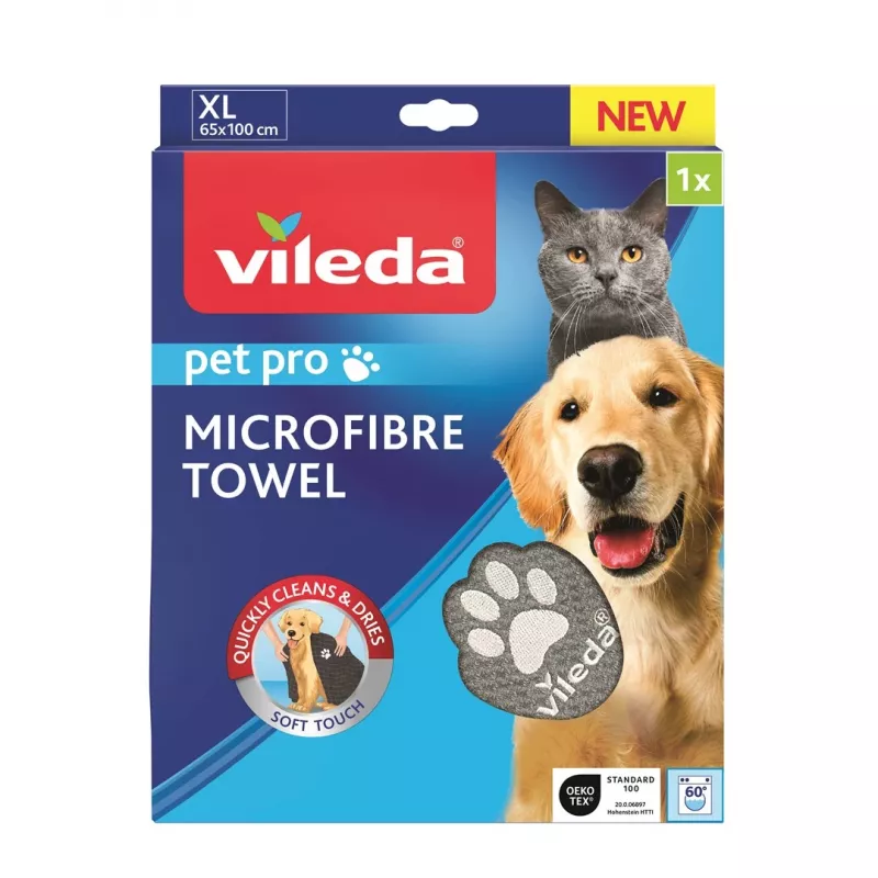 Mikrokuitupyyhe VILEDA 172651 kissoille ja koirille, harmaa, 650×1000 mm, polyamidi