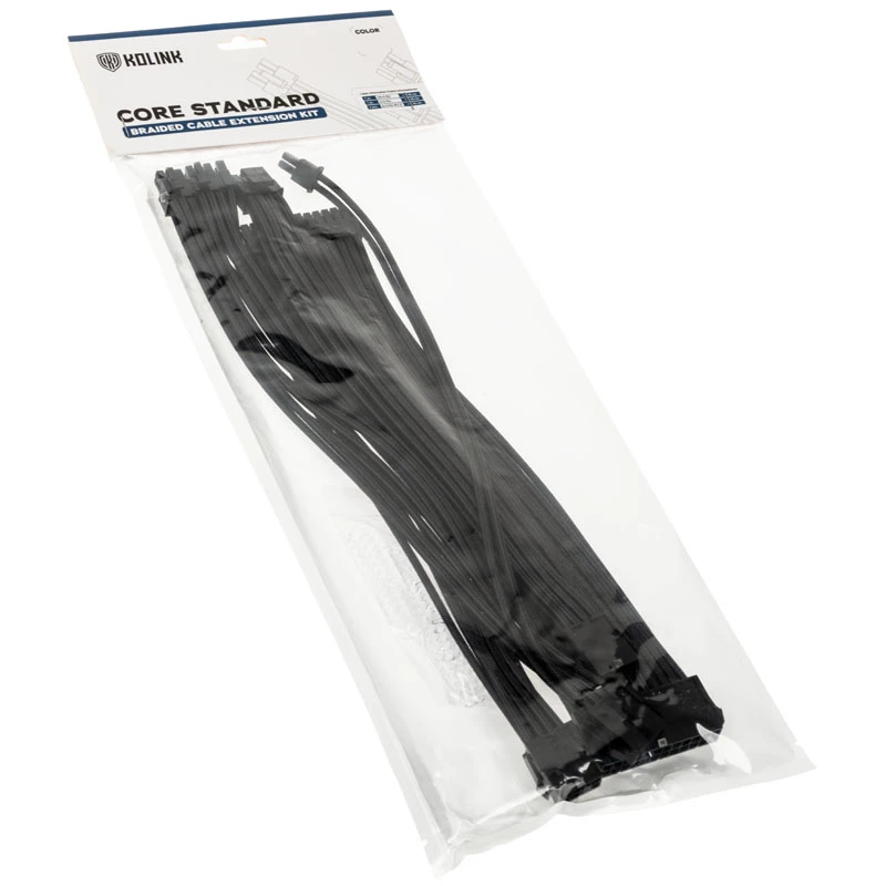 Kolink Core Standard Braided -kaapelinjatkossarja - Jet musta