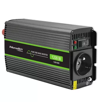 Auton invertteri Qoltec Monolith 1200 W musta 24 V