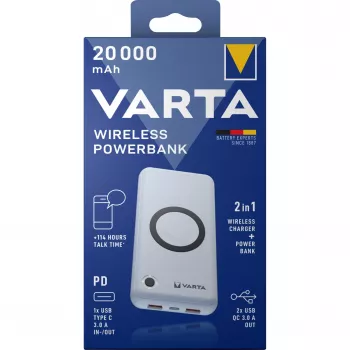 Varavirtalähde Varta 57909 20000 mAh litiumpolymeeri langaton lataus