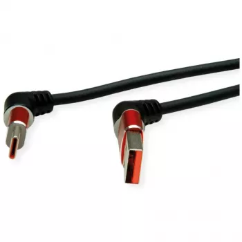 ROLINE USB 2.0 kaapeli Type-C - Type-A ST/ST 360° kierto musta punainen 1 m 11.02. - kaapeli - digitaalinen/data