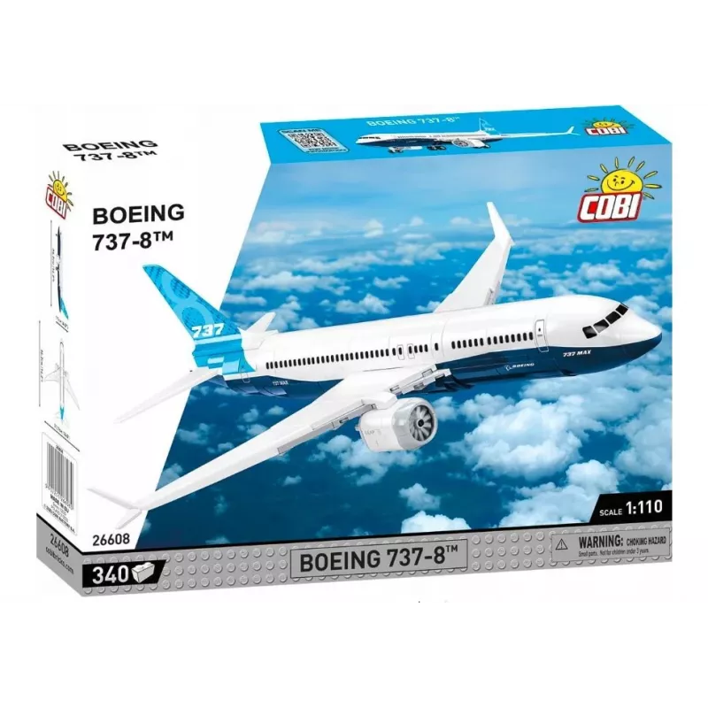 Rakennussarja Cobi Boeing 737-8 — 340 osaa, suositeltu ikä 7+, sininen ja valkoinen