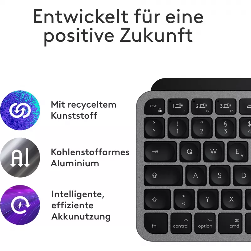 Näppäimistö Logitech MX Keys Mini Macille QWERTZ saksa musta harmaa