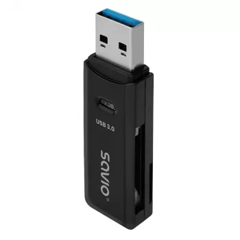 Kortinlukija SAVIO AK-64 USB 3.2 Gen 1 Type-A-lähtö, MicroSD-paikka, 5000 Mbit/s, musta