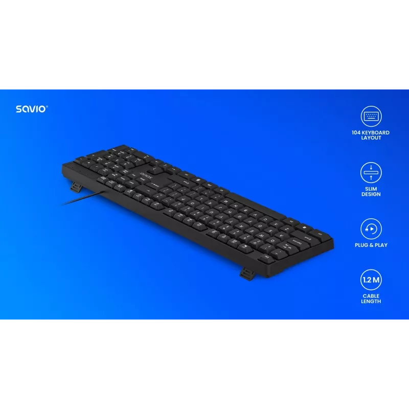Savio KB-01 näppäimistö Home/Office USB QWERTY US Englanti musta
