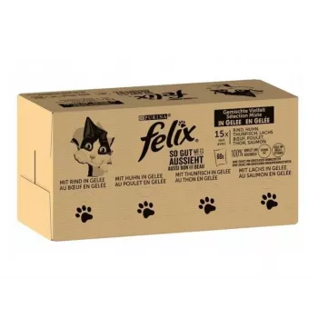 Märkäruoka kissoille Purina Felix runsaasti proteiinia 100 g pussi — maku kala ja kana, aikuiset kissat, 120 kpl pakkaus