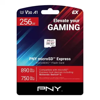 MicroSDXC-muistikortti PNY microSD Express 256 GB UHS‑I luku 890 MB/s kirjoitus 750 MB/s U3 V30