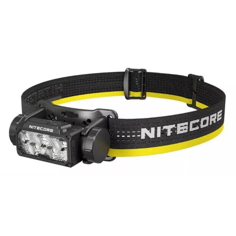 Otsalamppu taskulamppu Nitecore HC60 UHE 4000 mAh akulla, 6-LED, vedenpitävä, iskunkestävä, musta/keltainen