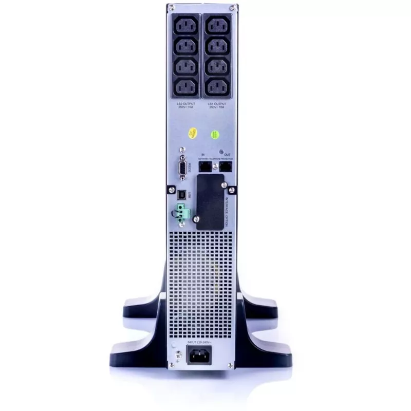 ALLNET All915019RT 1500VA linjainteraktiivinen UPS, USB/RS232, LCD-näyttö, 19" torni, 28 min