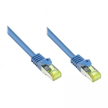 RJ45 patchkaapeli Cat.7 raakakaapelilla ja taittosuojalla (RNS®), S/FTP, PiMF, halogeeniton, 600 MHz, OFC, sininen, 1,5 m, Good Connections® (8070R-015B)