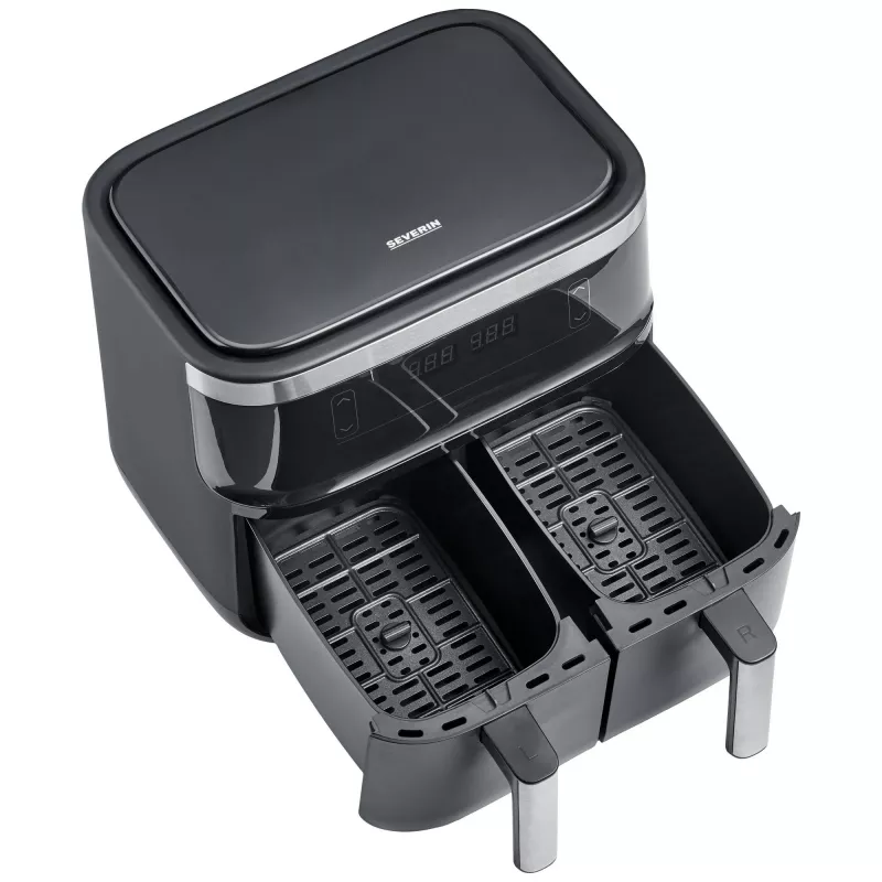 Severin FR 2453 Double -kiertoilmakypsennin 3,25 L 2850 W musta hopea