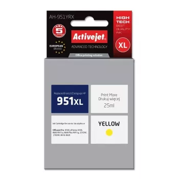 Mustekasetti ActiveJet AH-951YRX yhteensopiva HP 951XL CN048AE — keltainen, 25 ml, XL