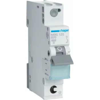 Hager MBS120 - 20 A - B-tyyppi - 1 moduuli - -25 - 60 °C - -25 - 80 °C - 17,5 mm
