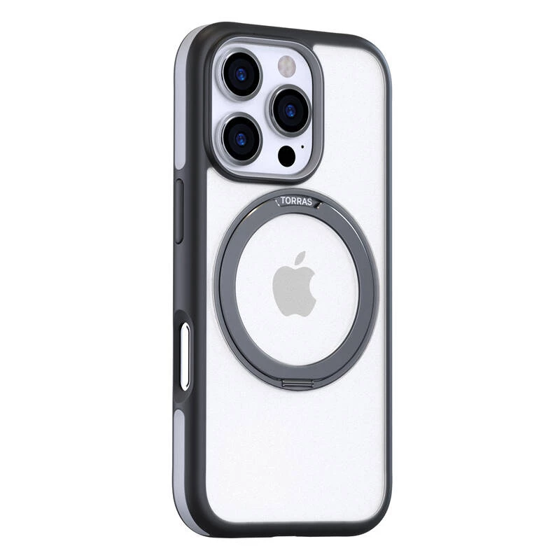 Torras Ostand R Fusion suojakotelo iPhone 16 Pro -puhelimelle – musta