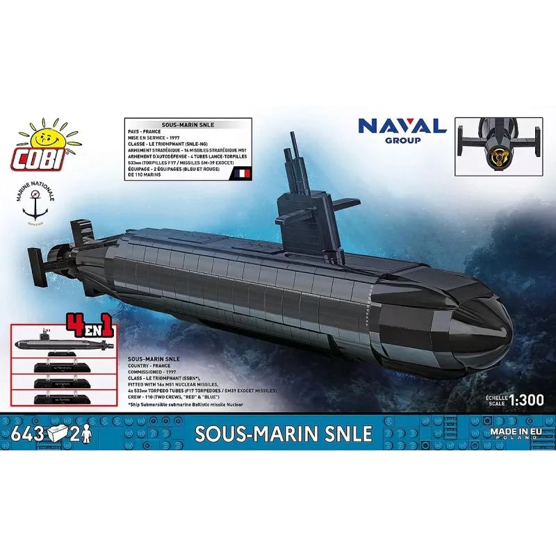 Cobi Blocks Sous-Marin SNLE rakennussarja — 643 osaa