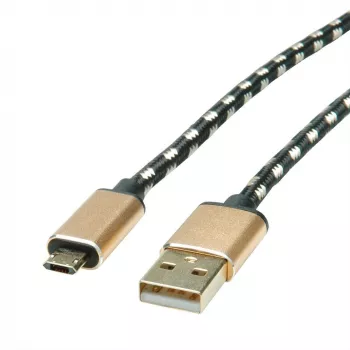 ROLINE 11.02.8819 USB-kaapeli 0,8 m USB 2.0 USB C Micro-USB B musta - kulta (11.02.8819)