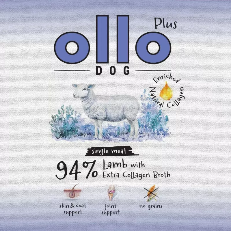 Ollo Plus kollageeni lammas 400 g purkki koirille