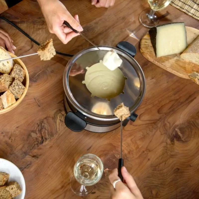 Fondue-sarja Taurus FF2 2 L 8 henkilölle, ruostumaton teräsrunko, 1000 W, 230 V, musta/hopea