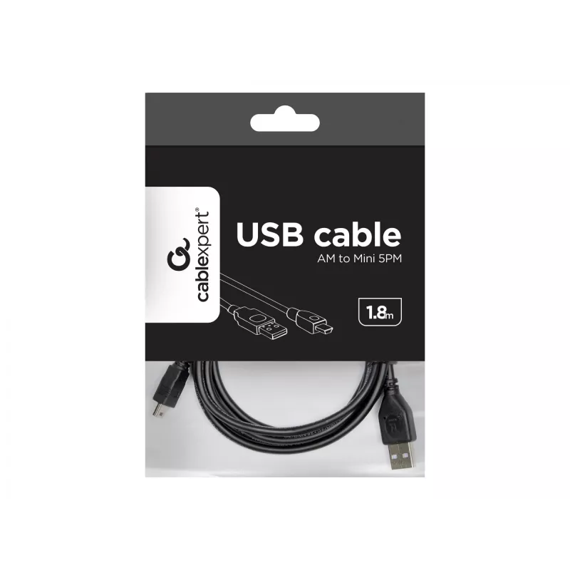 Gembird 1,8 m USB 2.0 A/Mini-USB M USB-kaapeli USB A Mini-USB B musta