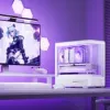Jonsbo D200 valkoinen mATX Mid-Tower-kotelo karkaistulla lasilla ja Mini Temp -näytöllä