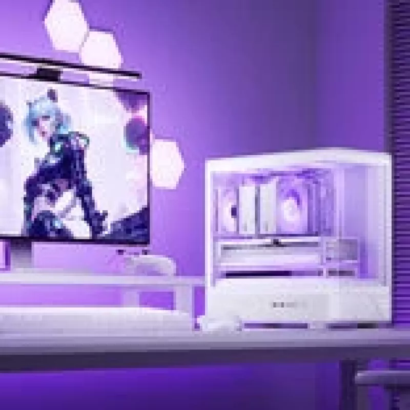 Jonsbo D200 valkoinen mATX Mid-Tower-kotelo karkaistulla lasilla ja Mini Temp -näytöllä