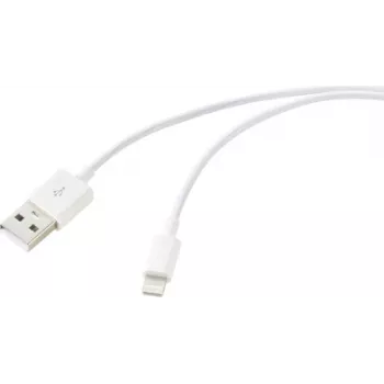 Renkforce USB-kaapeli USB 2.0 USB-A-uros, Apple Lightning -uros 1,00 m valkoinen RF-6857548 (RF-6857548)
