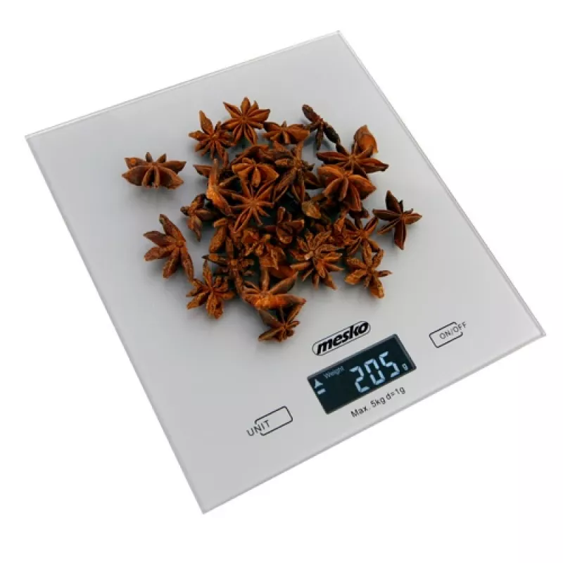 Mesko | keittiövaaka | MS 3145 | enimmäiskantavuus 5 kg | jako 1 g | näyttötyyppi LCD | hopea