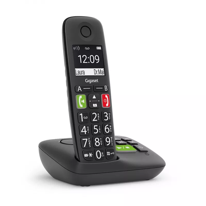 Gigaset E290A Analoginen/DECT-puhelin numeronäytöllä Musta