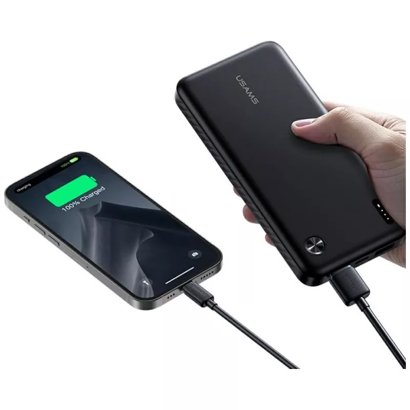 Varavirtalähde usams PB83 10000mAh PD 2×USB-A USB-C valkoinen