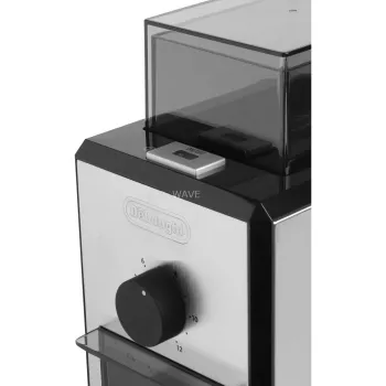 Kahvimylly De’Longhi KG89 — 120 g papukapasiteetti, 110 W, 12 kupillista, ruostumaton teräs-muovikotelo