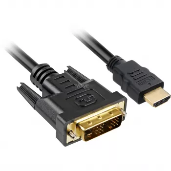 Sharkoon adapterikaapeli - Single Link - HDMI uros DVI-D uros