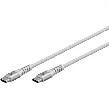 Erittäin pehmeä USB 2.0 punottu kaapeli, USB-C pistoke > USB-C pistoke (valkoinen, 1 metri)