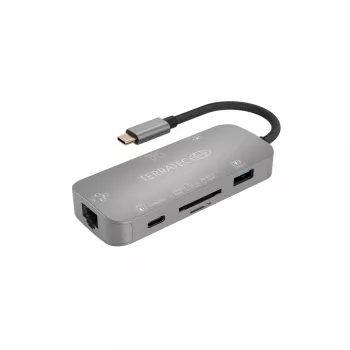 USB-keskitin Terratec Connect C8 USB 2.0 Type-C harmaa