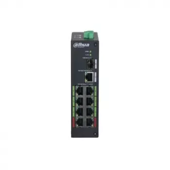 Kytkin DAHUA DH-LR2110-8ET-120 L2 8x Fast Ethernet (10/100) PoE, 48–57V, 8,8 Gbit/s, MAC 8000, musta
