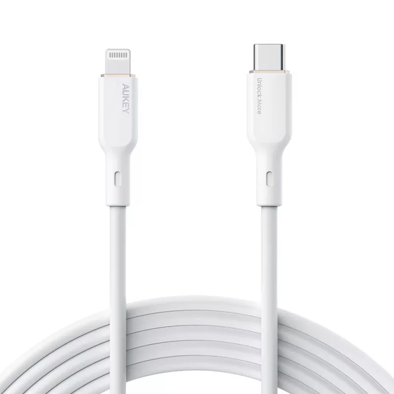 CB-SCL2 valkoinen silikonikaapeli Lightning-USB-C USB Power Delivery USB-PD