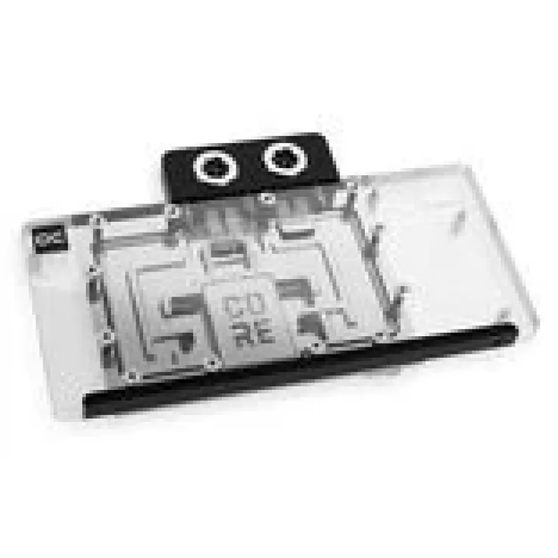 Alphacool Core RX 9070 XT Taichi GPU-vesiblokki backplatella, Läpinäkyvä/Kromi