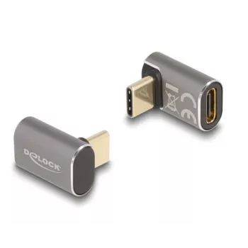 DeLOCK USB-sovitin 40 Gbit/s USB Type-C PD 3.0 100 W uros-liitäntä naarasliitäntään kulmikas 8K 60 Hz metalli
