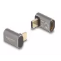 DeLOCK USB-sovitin 40 Gbit/s USB Type-C PD 3.0 100 W uros-liitäntä naarasliitäntään kulmikas 8K 60 Hz metalli