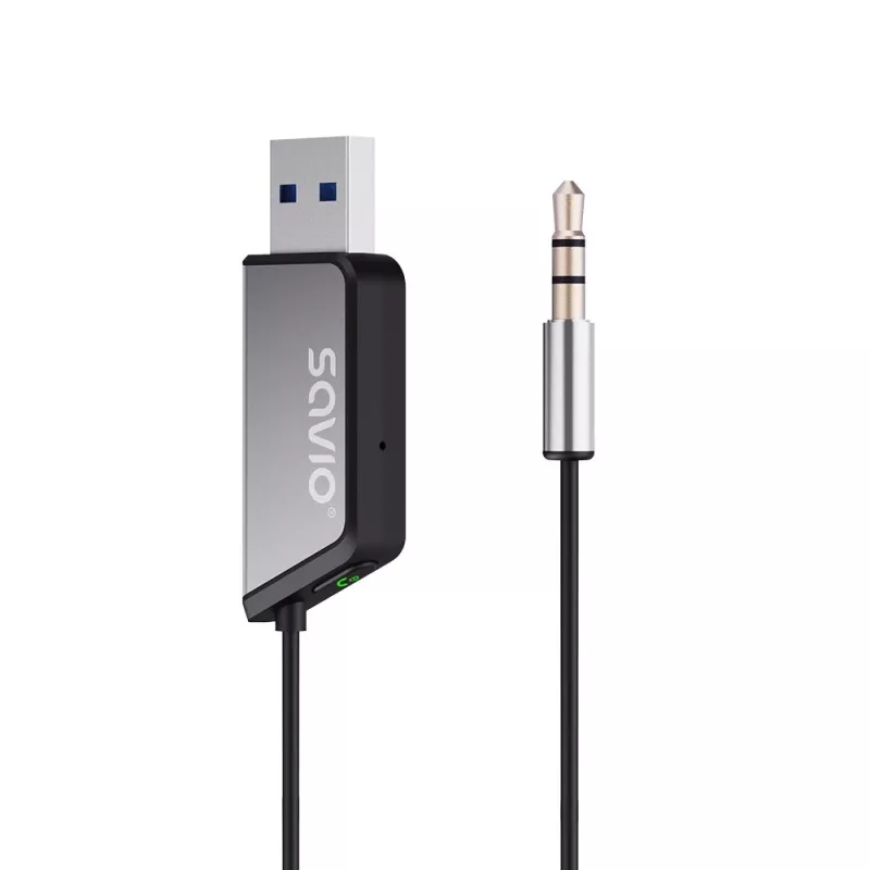 Savio TR-16 lähetin AUX-adapteri handsfree-toiminnolla, Bluetooth 5.3, Google Assistant/Siri
