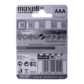 Maxell alkaliparisto LR-03 AAA 4 kpl:n pakkaus, kertakäyttöparisto