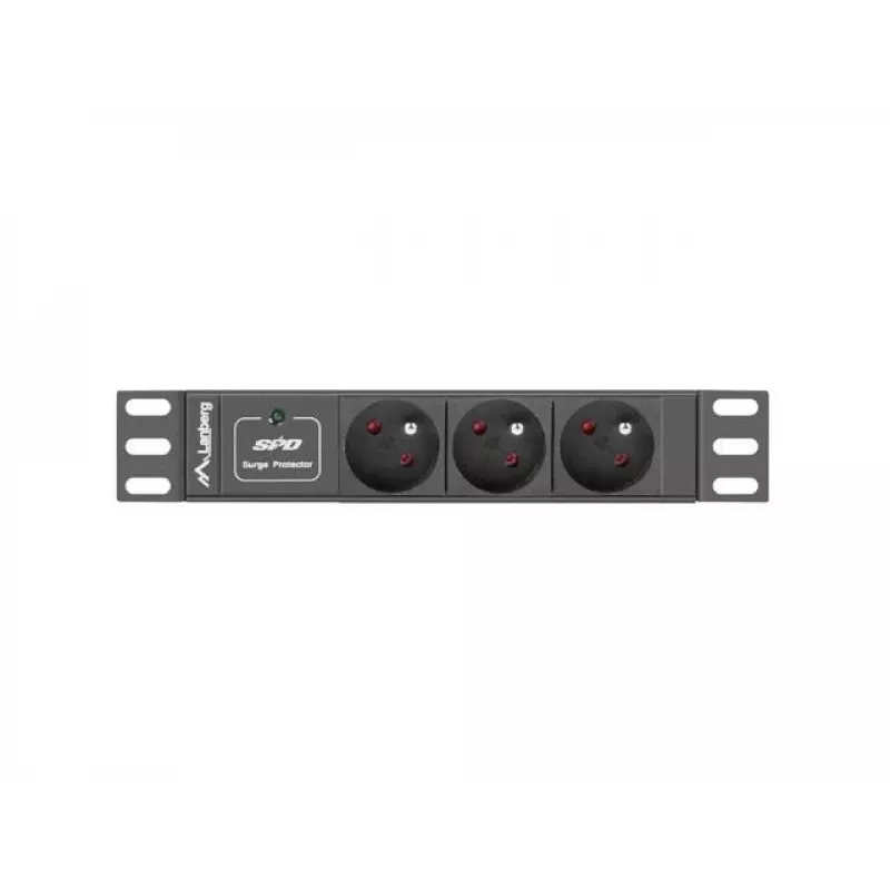 Lanberg PDU-03F-0200-BK virranjakoyksikkö (PDU) 1U musta 3 AC-lähtöä (PDU-03E-0200-IEC-BK)