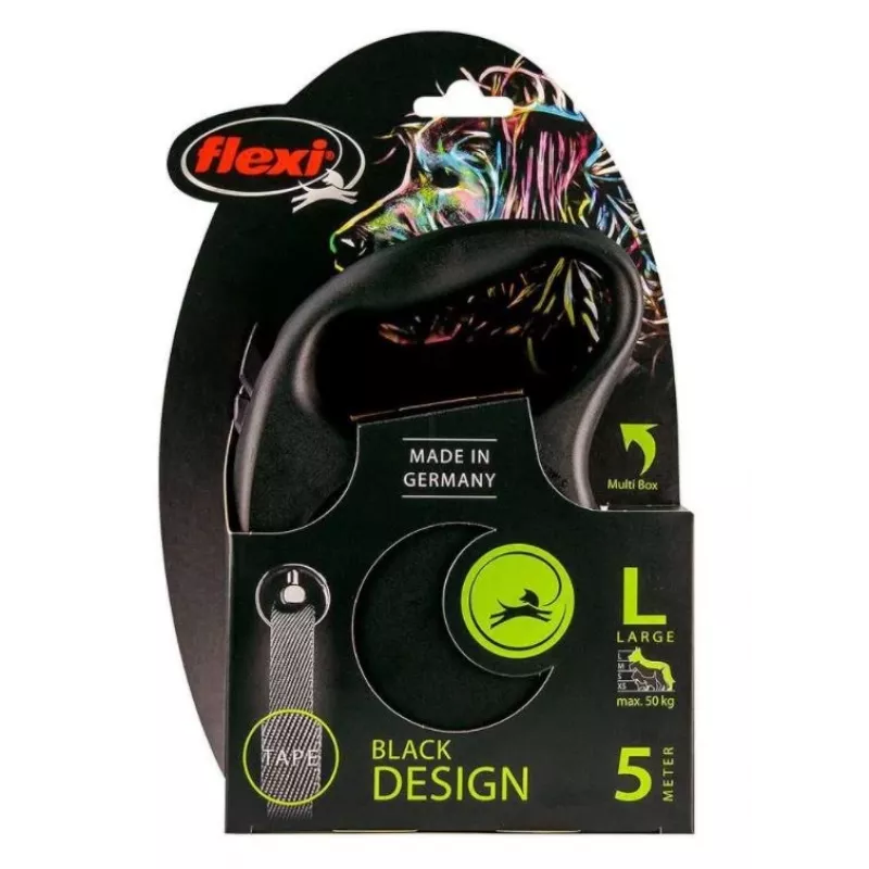 Flexi Black Design L 5 m koiranhihna rullamekanismilla