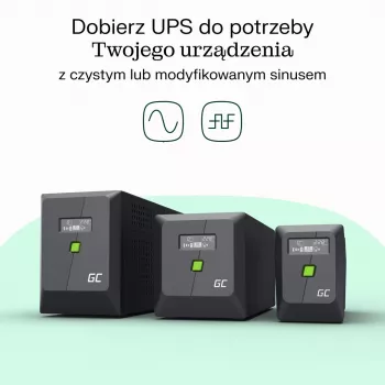 Keskeytymätön virransyöttö Green Cell UPSLP480 0,75 kVA (480 W) 4 AC-lähtöä, 2×12 V 7 Ah VRLA, Tower, AVR