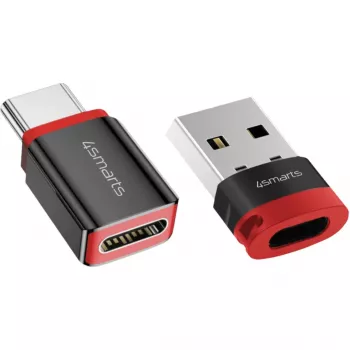 Liitäntäsovitin 4smarts 541615 – USB Type-A (isäntä) USB Type-C (lähtö), musta, suora uros-naaras, 2 kpl:n pakkaus